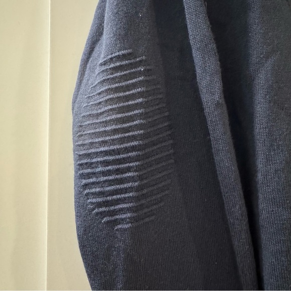 Orvis Navy Blue Wool Mens 1/4 Zip Pullover Jumper with Textured Elbows XL preppy - Picture 3 of 8